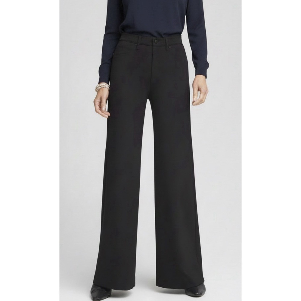 NWT Chicos 16R Wide Leg Ponte Pants Black Stretch‎ High Rise Career Classic Work